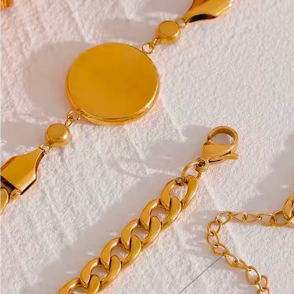 Coin choker necklace, gold coin necklace, 18K gold plated stainless steel CZ - Picture 7 of 7